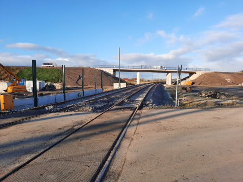 Ansicht der Arbeiten an der Brücke mit Strecke I
